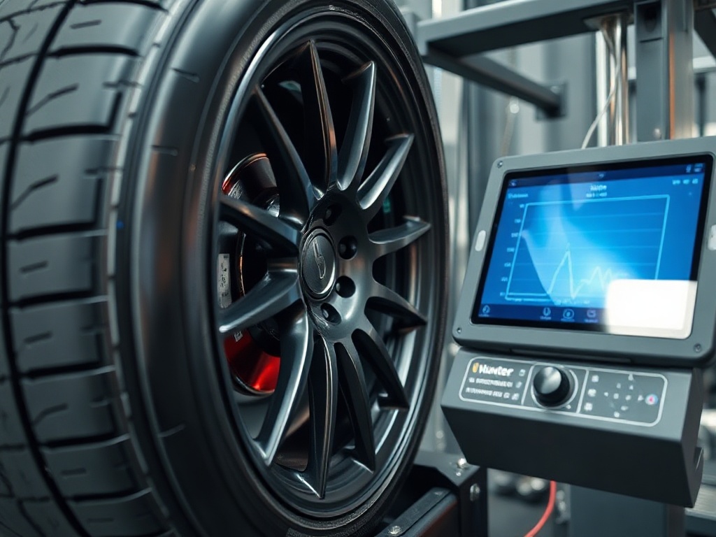 Performance tire on the Hunter HawkEye Elite alignment rack